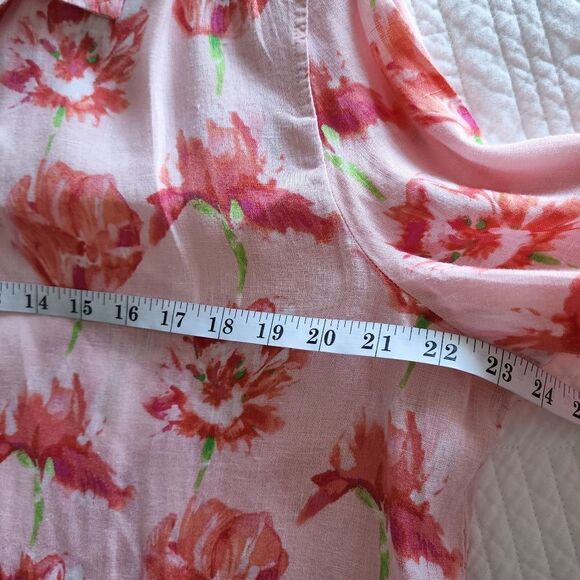 Charter Club 100% linen floral long roll sleeve button down shirt - Picture 4 of 9